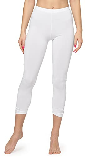 Merry Style Damen 7/8 Leggings mit Raffung MS10-424 (Weiß, S)