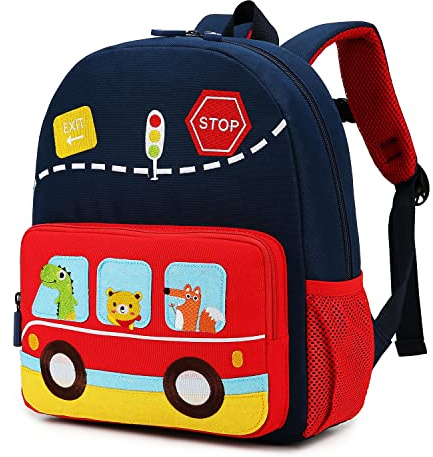 willikiva Auto-Dinosaurier-Rucksack für Kinder und Kleinkinder, für Jungen und Mädchen, wasserdicht, Vorschultasche, Rote Musikparty, Einheitsgröße, Modern