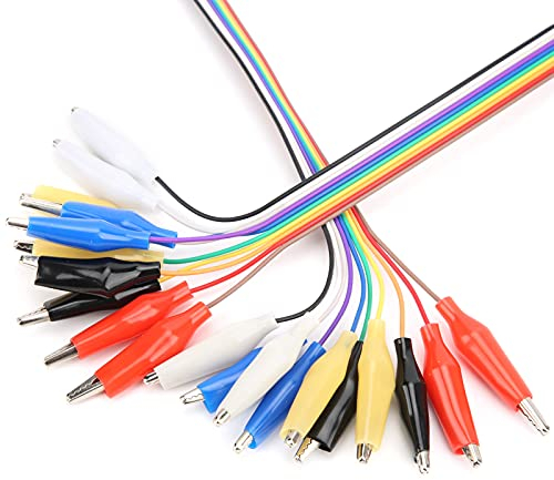 Test Lead Set & Alligators Clips, Crocodiles Clip to Jump Wire Male/Female Jumper Breadboard Test Lead Cable for DIY Connection, Maker Experiment, Engineer LAB Test (7.9in, 20pin)