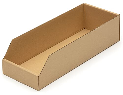 KK Verpackungen® Regalkartons | 25 Stück, 400 x 150 x 100 mm, Lagerboxen für Lagerregale | Sichtboxen aus Pappe für Kleinteile