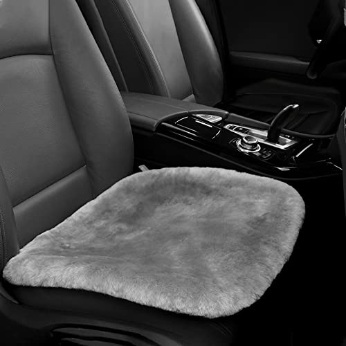 IRIWOOL Auto Schaffell Kissen (Vordersitzkissen, 1 Stück, grau)