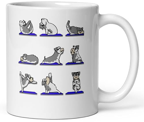 Teegarb Letter Blanket Taza de café divertida miniatura Schnauzer yoga entrenamiento