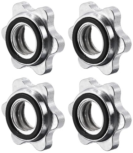 sourcing map Dumbbell Hex Nut, 4Pcs M25 Anti-Slip Lock Collar Screw for Barbell Dumbbell Weight Lifting