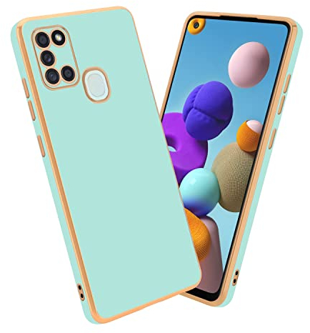 Cadorabo Hülle kompatibel mit Samsung Galaxy A21s Schutzhülle TPU Silikon Case Liquid Design mit Kameraschutz Slim Kratzfest Weiche Gummi mit Rundumschutz Case Hülle für Galaxy A21s in Grün