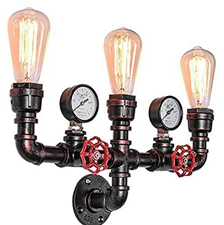 Vintage Wall Light Industriell Design Retro Licht Steampunk Wandleuchter 3-Kopf Pendant Light Water Pipe Lamp Metal Industrial Indoor Wall Lamp Water Pipe Wall Light