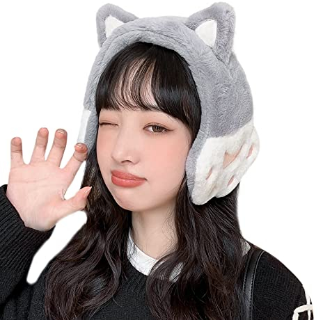 SIQITECH Ohrenschützer Damen Mädchen Ohrenwärmer Winter Ohrenklappen Katzenohren Design Ohrabdeckungen Kälteschutz Earmuffs Verstellbar Ohrenschützer Plüsch Warme Ohrabdeckungen Stirnband für Outdoor