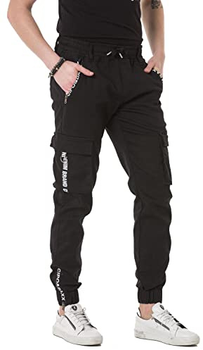Cipo & Baxx Herren Joggerhose | Sportlich & Streetwear mit Cargotaschen & Stretch | Sporthose Gummi Freizeithose