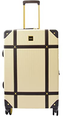 House Of Leather Retro 8 Räder Spinner Reisekoffer Gepäck Hartschalen London, cremefarben, MEDIUM: 68 x 45 x 26cm, 4kg, Hartschalengepäck mit Spinnrollen