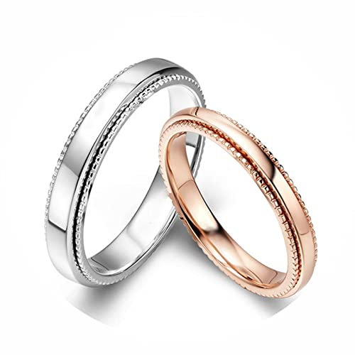 AMDXD Echt Ringe, 1 Paar Verlobungsring Weißgold & Rosegold Au750 18 Karat Klassiker Design Trauringe Eheringe, Damen 57 & Herren 65