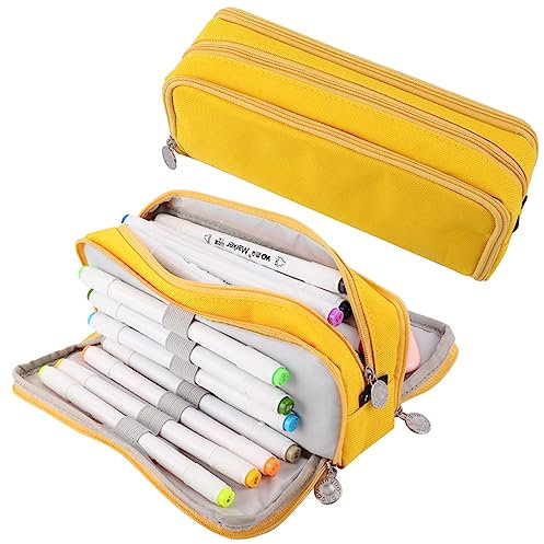Oyachic Federmäppchen,3 Fächer Pencil Case,Große Kapazität Federtaschen,Mäppchen Etui Stifte,Bleistift Beutel für Schule Büro Frauen
