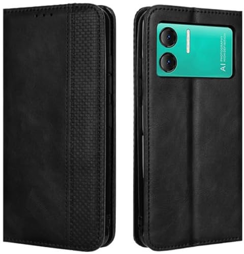 HualuBro Doogee X98 / X98 Pro Case, Retro PU Leather Magnetic Full Body Shockproof Stand Flip Wallet Case Cover with Card Holder for Doogee X98 / Doogee X98 Pro Phone Case (Black)