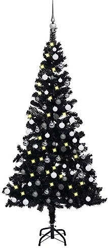 albero natale 180 cm,albero di natale realistico,Set Albero Natale Artificiale con LED e Palline Nero 150 cm PVCalbero di natale 180 cm realistico,albero di natale richiudibile,