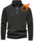 Livonmone Herren Fleece Pullover Warmes Microfleece Sweatshirt Half Zip Fleecepullover für Herbst und Winter Dunkelgrau L