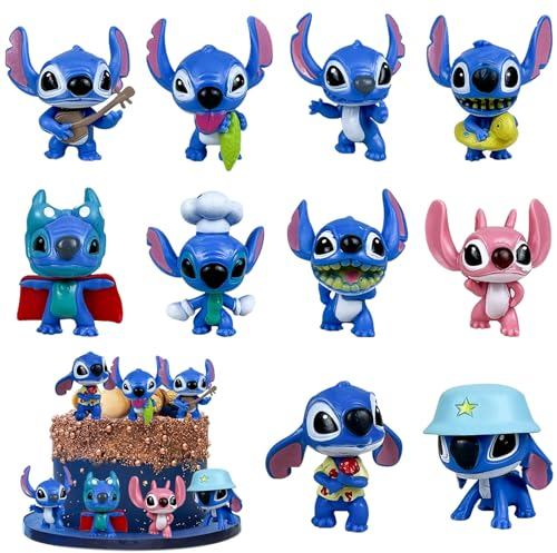 10 Stück Stitc Figur,Stitc Tortendekoration,Stitc Deko Geburtstag,Cupcake Puppen für Geburtstagsfeierbedarf, Kinderparty Tortendekorationen für Kindergeburtstag Baby