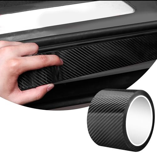 Carbon Folie Auto Lackschutzfolie Transparent Einstiegsleisten Schutz Autofolie, Auto Schutzfolie Selbstklebend Universal, Kohlefaser Aufkleber für Türgriff Schutz (10cmX10m Schwarz)
