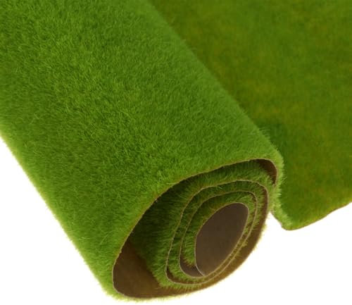 QUARKZMAN 5 Stück künstliche Modellgrasmatte 14 x 20 (35cm x 50cm) Hellgrün Realistischer Kunstrasen für Gartendekoration Modell