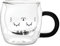 I-TOTAL® - Durable Transparent Glass Mug with Handle Cute Design Upside Down - Grey Cat