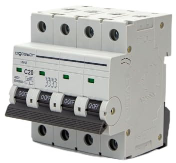 Disjoncteur Automatique Miniature 4P 20A Courbe C Gris Protection Circuit Prévention des Surcharges Electriques