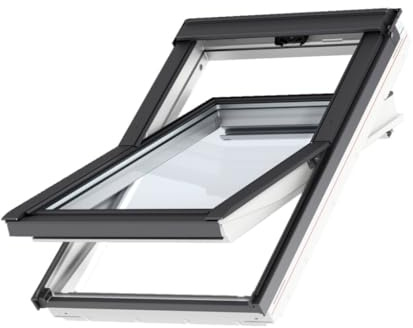 Dachfenster Set für VELUX | Fenster aus Kunststoff SK08 (114 x 140 cm) mit 3-fach Verglasung und ThermoTechnology™ inkl. Eindeckrahmen für Dachziegel (1,5-12 cm) + BDX Dämm-und Anschluss-Set
