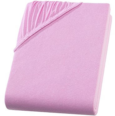 Spannbettlaken 90x200-100x200 cm - Jersey Spannbetttuch 100% Baumwolle - Komfort Bettlaken für Matratzen bis 30 cm Höhe, Spannbettlaken Farbe Rosa