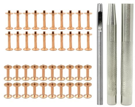 Ywmsfl 40 juegos de remaches y rebabas de cuero con herramienta de ajuste de instalación y herramienta de remache para cinturón de cuero, bolsos de cuerda