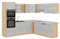 Vicco Eckküche R-Line, Küchenzeile in L-Form, Beton/Goldkraft Eiche, 237 x 247 cm, AP Marmor