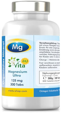 Magnesiumbisglycinat - 300 Tabletten - 1800 mg Magnesium Glycinat pro Tagesverzehr, hiervon 250 mg elementares Magnesium - vegan, laborgeprüft & hochdosiert