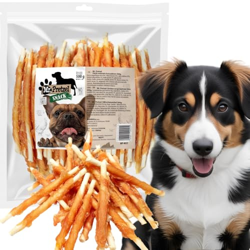 Mr. Pretzel Premium Hundesnack 500g – Sticks mit Hühnerfleisch umwickelt – Proteinreich – Ohne künstliche Zusätze – Hypoallergen