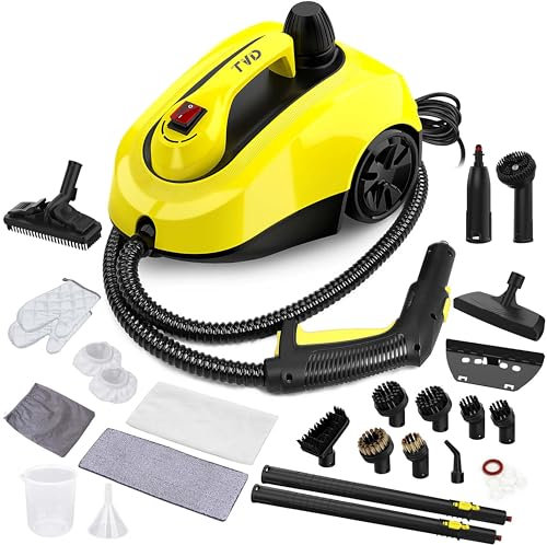 TVD Pulitore a vapore, pulitore a vapore, pulitore a vapore con cavo di alimentazione extra lungo 5 m, per vapore, forno, tappeti, divano, tappezzeria, cimici (giallo intenso)