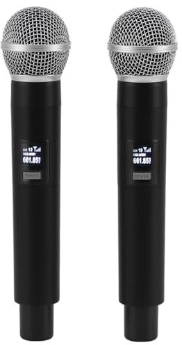 OVAQUIXI Microphone VHF sans Fil Professionnel Annulation du Bruit USB Rechargeable Microphone sans Fil UHF avec Récepteur pour Le Chant de karaoké