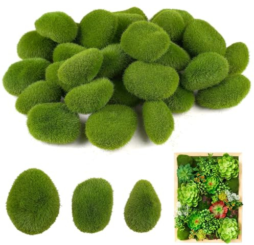 30 Pezzi Muschio Artificiale, Muschio Finto per Decorazioni, Artificiale | Moss Rocks Stones, Palline di Muschio per Composizioni Floreali, Giardini Delle Fate, Contenitori di Vetro, Artigianato