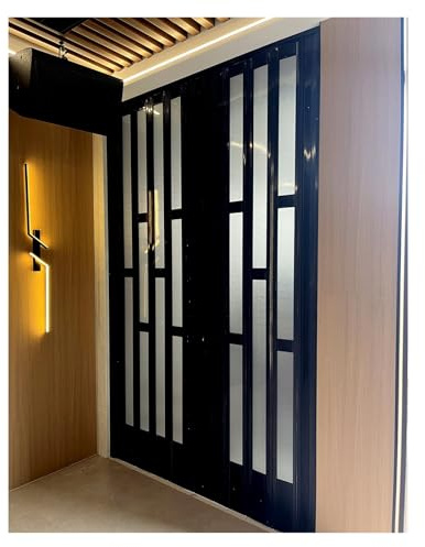 Puerta plegable Puerta de acordeón, puerta corrediza plegable interior con marco de aluminio, con pared temporal for puertas de armario plegables, puerta de ducha retráctil que ahorra espacio.((72x80i