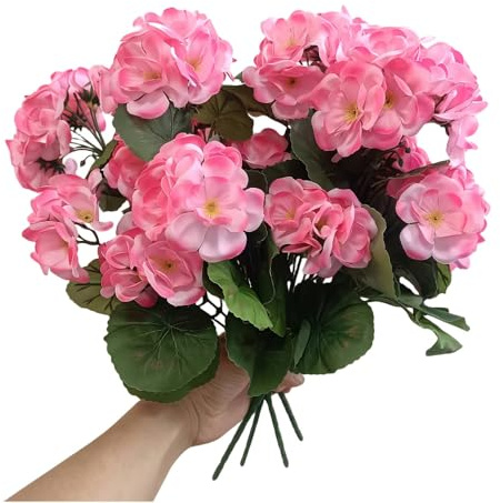 XZJMY Künstliche Geranien-Blumen für den Außenbereich, künstliche Seidenblumen, künstliche Geranien, UV-beständig, künstliche Pflanzen für den Außenbereich, Vase, Heimdekoration, Garten, Terrasse