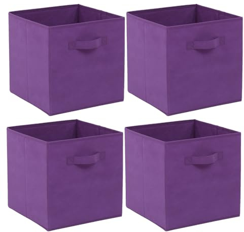 BonChoice Foldable Storage Cube Box (4, Purple, 30x30x30cm)