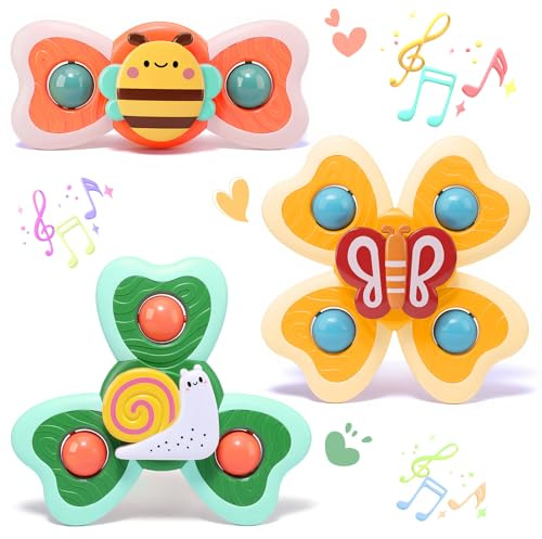 3 Stück Sensorik Spielzeug für Babys,Badewannen-Spielzeug für Kinder | Spinner Baby mit saugnapf, Geschenk für Kindergeburtstage Montessori Babyspielzeug Ab 1 2 3 Jahr