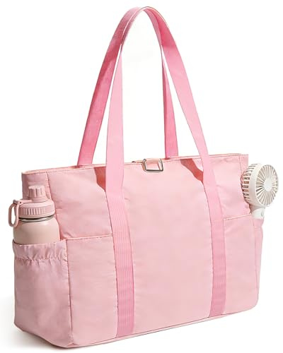 YANLIFY Tote Bag for Women, 26L Capacity Travel Purses Work Bag, Small Zipper Tote Bag for Travel Nurse Gym Teacher, Lightweight Nylon Shoulder Handbag with Hidden Yoga Mat Strap