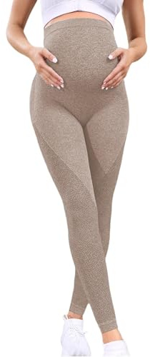 LKRSEEF Leggins Premaman Donna Abbigliamento Leggings Morbido Pantaloni Contenitivo con Elastico Panciera Sportivi Vita Alta Incinta Elegante Post Parto Cotone Guaina