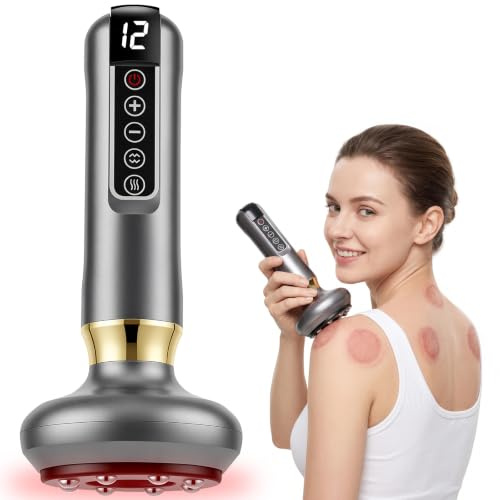 Snorthy Masajeador Eléctrico Anticelulítico con 12 Niveles Succión Calor | Portátil Dispositivo de Masaje de Ventosas Eléctrico Masajeador Anticelulítico para Cintura, Abdomen, Piernas y Brazos