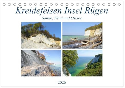 Kreidefelsen Insel Rügen - Sonne, Wind und Ostsee (Tischkalender 2026 DIN A5 quer), CALVENDO Monatskalender: Spaziergang an der Kreideküste der Insel Rügen im Nationalpark Jasmund (CALVENDO Natur)