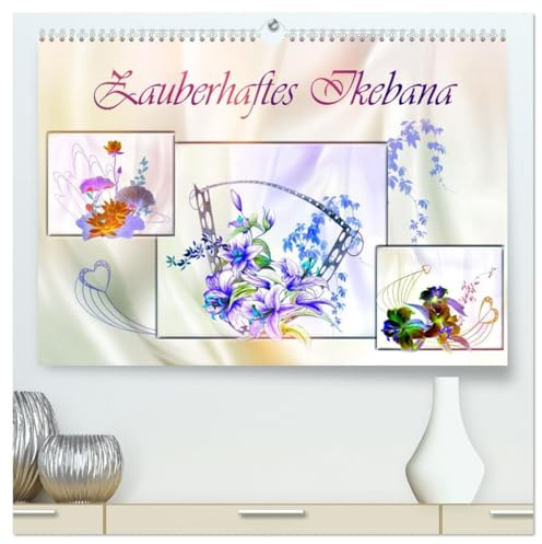 Zauberhaftes Ikebana (hochwertiger Premium Wandkalender 2026 DIN A2 quer), Kunstdruck in Hochglanz: Buntstift Zeichnungen (CALVENDO Kunst)