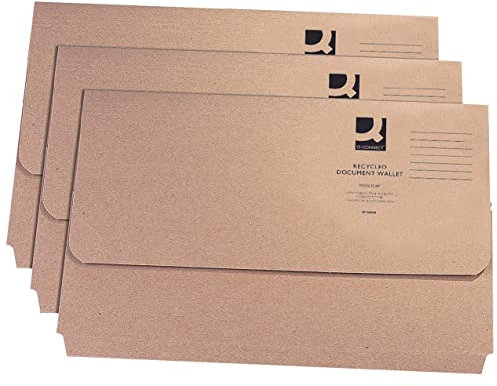 Q-Connect Document Wallet Foolscap Buff (50 Pack) KF26090, Brown