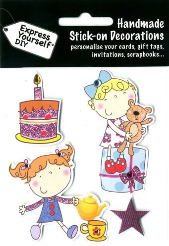 Express Yourself DIY, self Adhesive, Girls with Cake & Teapot Topper - Ideal for Card Making, Scrapbooking, Papercrafts, Childrens Crafts etc