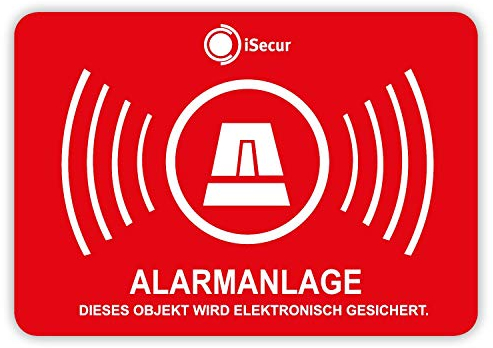 5er Aufkleber-Set Alarmanlage I hin454 5x3,5cm I Achtung Objekt wird elektronisch alarm-gesichert I für Fenster-Scheibe Tür I außenklebend wetterfest