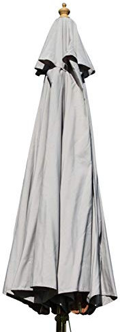 Large Hardwood Garden Parasol Umbrella - 3M Wide - (Light Grey)