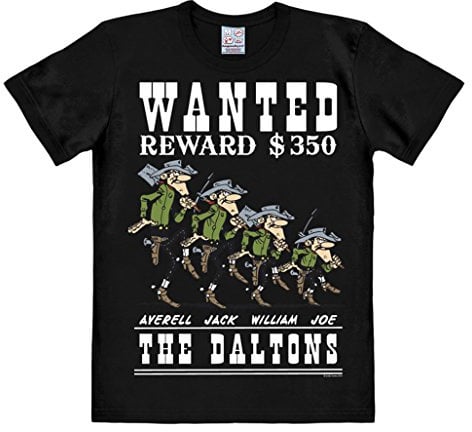 Logoshirt® Lucky Luke I Daltons I Wanted I T-Shirt Print I Damen & Herren I kurzärmlig I schwarz I Lizenziertes Originaldesign I Größe 3XL