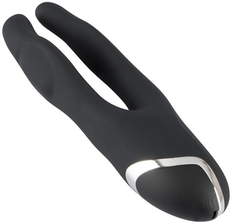 ORION Doppel-Vibrator - stimulierender Rabbit-Vibrator für Frauen und Männer, mit 10 Vibrationsstufen, zur Klitoris- und Hoden-Stimulation, schwarz