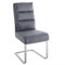 Riess Ambiente Design Freischwinger Stuhl Comfort Vintage grau Esszimmerstuhl Flachstahl aus gebürstetem Edelstahl Stuhl