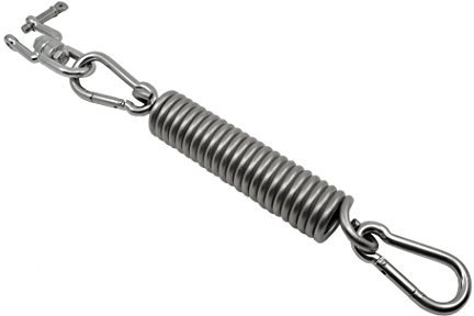 KAMERO Edelstahl V2A Set mit Wirbel und Karabiner, Feder für sanftes Schwingen, geeignet für Hängesitze, Schaukelsitz, Boxsack