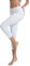COOLOMG Damen Shorts Leggings Caprihose Yoga Sport Training Fitness mit Taschen ,Weiß (capri),M