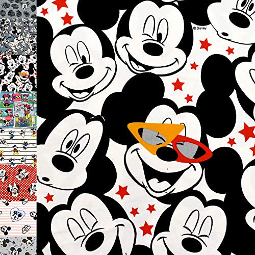 MAGAM-Stoffe Mickey Mouse Jersey Kinder Stoff Oeko-Tex Meterware 50cm (Coole Brille auf weiß)